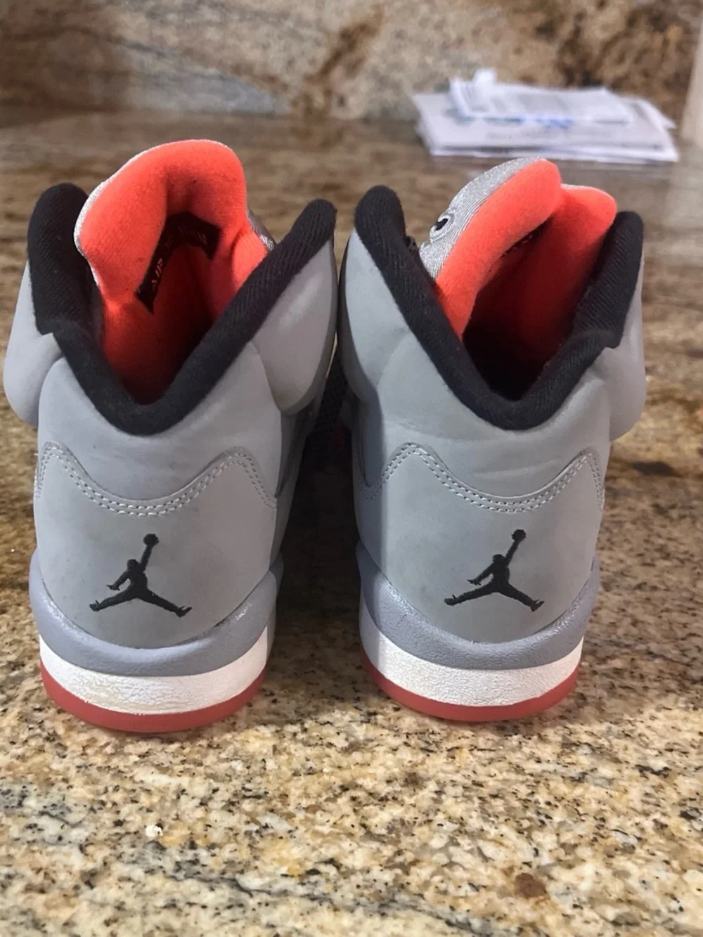 Jordan Men’s Grey Sneakers with Infrared Accents